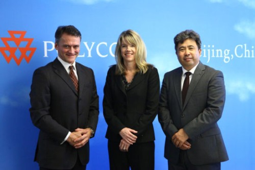 Polycom��̫�^(q��)�����ձȺ����������ޅ^(q��)����Hansjoerg Wagner (��һ)��Polycomȫ���N�ۈ�(zh��)�и�����Tracey Newell(����)��Polycom�Ї��^(q��)����(j��ng)�����(��һ)